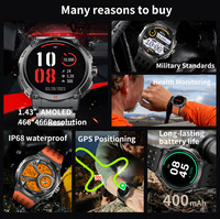 Montre connectée GPS AK17G pour l'extérieur, AMOLED, batterie grande capacité 400 mAh, appels Bluetooth, boussole, étanche IP68, montre de sport pour homme