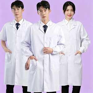<span class=keywords><strong>Camice</strong></span> da Laboratorio in Poliestere Dacron Bianco, Manica Lunga con Logo, per Studenti, Farmacisti, Ospedali, Medici, Estetisti e Laboratori Medici - Product Image 1