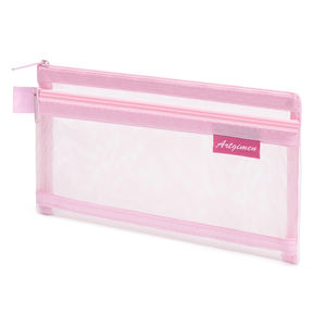 Небольшой мешочек для макияжа, сетчатые сумки на молнии, двухслойные дизайнерские Кабельные наушники для хранения, студенческий карандаш для школы - Product Image 1