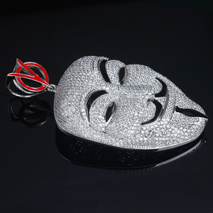 de diamante de plata grande v de vendetta máscara hombre plomo cz avatar colgante collar - Product Image 2