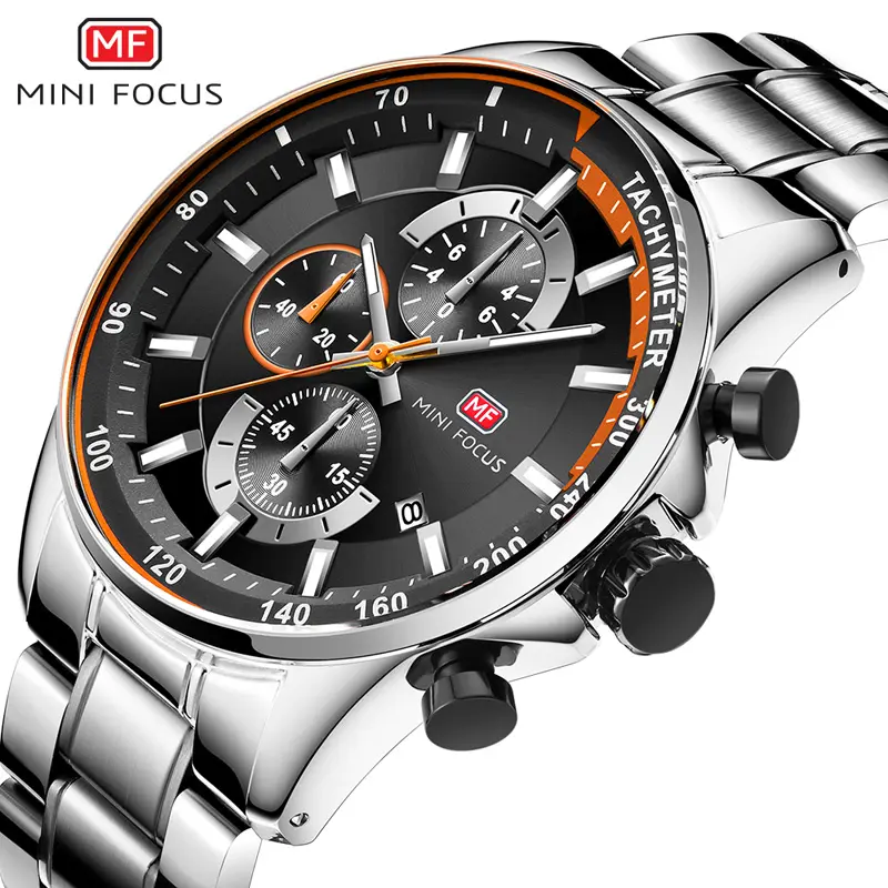 Mini Focus MF0218G Luxury Quartz Watches Calendar Fashion Stainless Steel Business Watch For Men Clock Custom Men's Watches