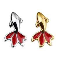 ASTM F136 Titanium Internal Thread Goldfish Dripping Oil Ear Stud Hypoallergenic Nickel Free Cartilage Piercing Jewelry
