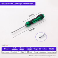 Tournevis réversible double usage 4 pouces en Cr-V poli miroir, tournevis manuel bidirectionnel pour l'entretien domestique