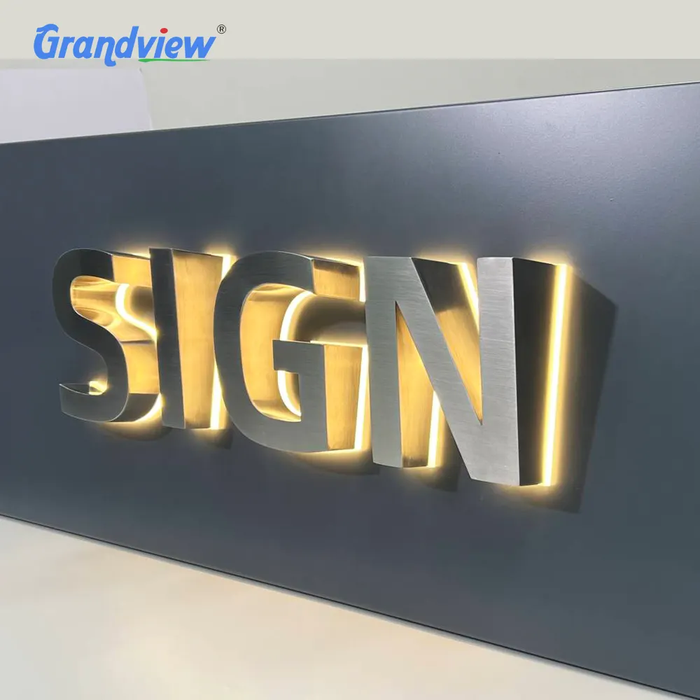 3D led לוגו סימן ערוץ מכתב חיצוני חנות עסקים עם תאורה אחורית סימן משרד מותאם אישית led מואר מכתב סימן
