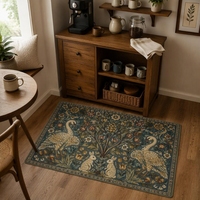 Tapis moderne en polyester doux imitation velours, imprimé motif cygne, lapin et plantes, fabriqué à la machine, pour salon et maison
