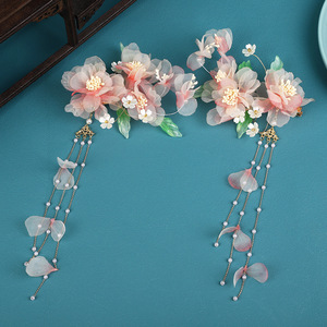 24 nouvelles pinces à cheveux originales faites à la main en forme de begonnie rose printanière, accessoires pour cheveux de style chinois Cheongsam et Hanfu - Product Image 3