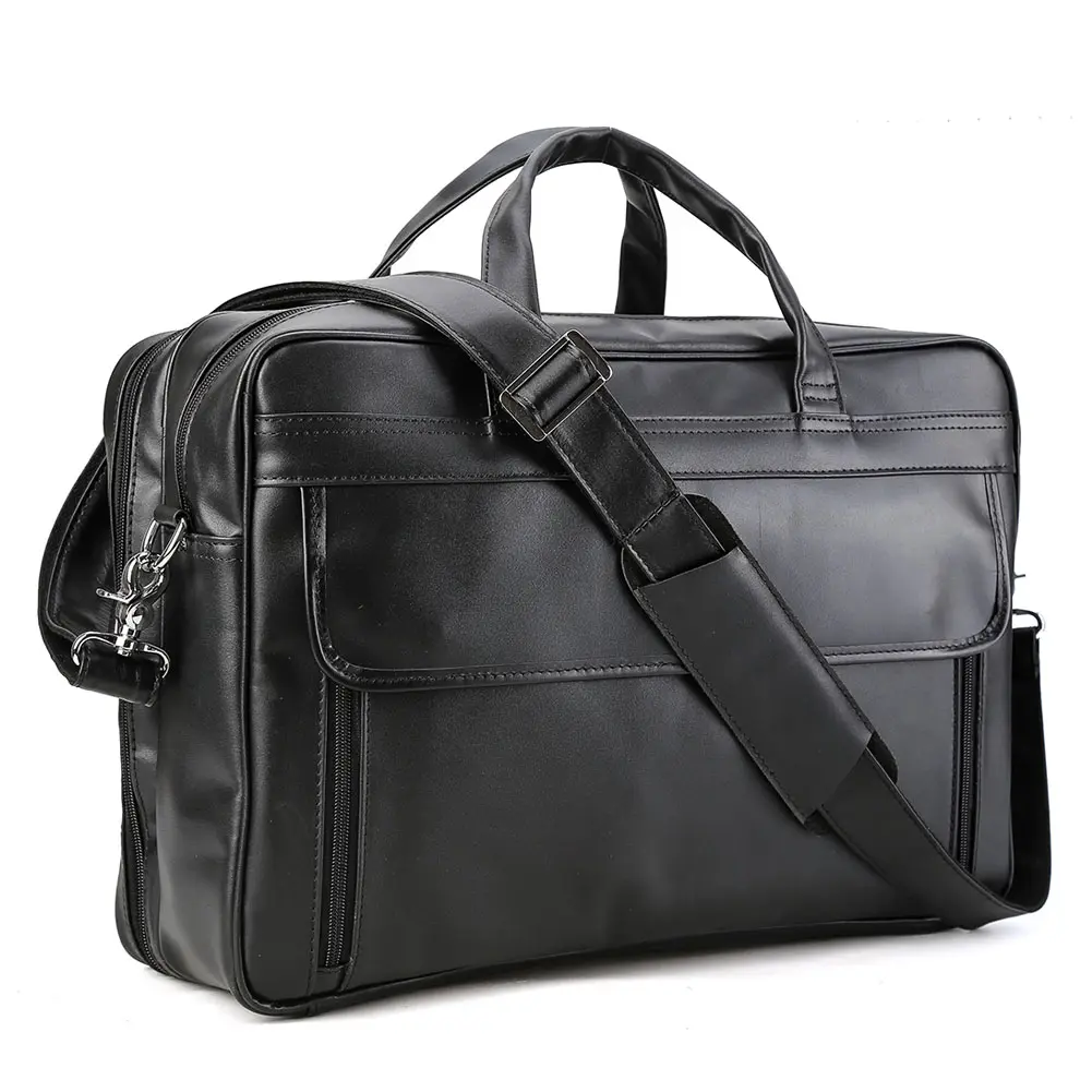 2023 New Design Big Capacity Black Soft Genuine Leather Men 17 Inch Laptop Business Bag For Lawyers Messenger Briefcase