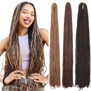 ZIZI Box <span class=keywords><strong>Braid</strong></span> 30 pouces 100g Fibre basse température Fil haute température Couleur unie Fine Longue Tresse à trois brins Cheveux Dreadlock - Product Image 1