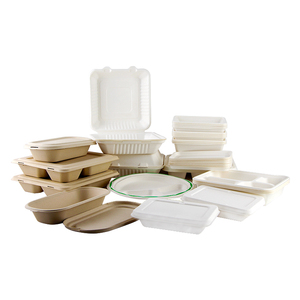 Tugas berat Mircowavable kertas Pulp 5 kompartemen Sugarcane Sealable sekolah Bagasse baki makanan piring dengan tutup - Product Image 1