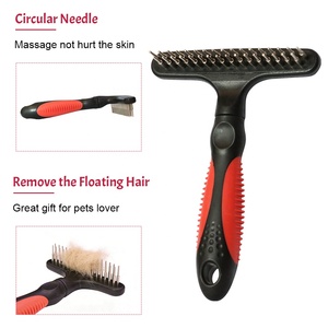 Alat Perawatan Hewan Peliharaan Penghilang Bulu Kucing Anjing Sisir Gigi Ganda Sikat Hewan Peliharaan untuk Mengurangi Kerontokan - Product Image 3