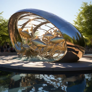 Quy mô lớn hiện đại thép không gỉ thỏ hình gương Điêu Khắc Sáng tạo trừu tượng ORNAMENT trang trí nội thất đá chạm khắc - Product Image 4