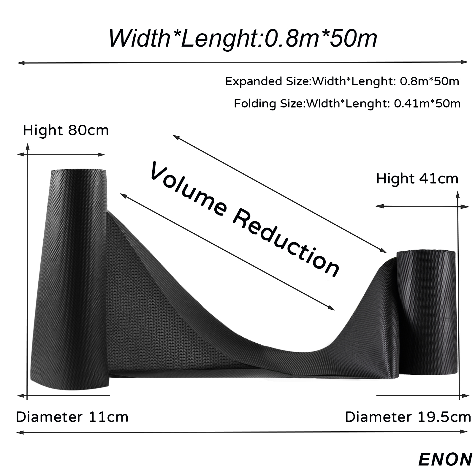 Noir-0,8 m*50 m