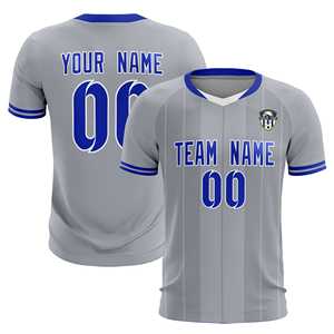 Custom Gray Classic Striped Personalized Soccer Tops/Sets Jersey - Product Image 1