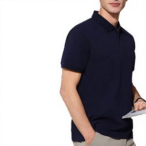 Chemise pour homme à manches courtes en tissu tricoté, coupe ajustée, décontractée, boutonnée, unie, anti-froissement, polyester/coton 220 g/m², haute qualité, vente chaude - Product Image 4