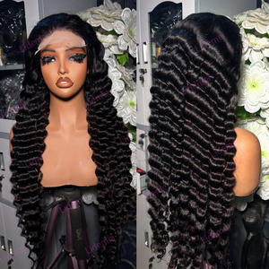 Perruques Lace Front en Cheveux Humains Vierges Brésiliens Remy, Ondulation Profonde, Brun Moyen, Sans Colle, Marque <span class=keywords><strong>Jazz</strong></span>, Haute Densité, Vente en Gros - Product Image 2