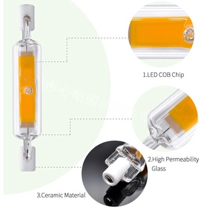 Haute luminosité gradation <span class=keywords><strong>R7S</strong></span> lampe à LED type de verre COB ampoule à insertion horizontale à double extrémité 78mm 118mm <span class=keywords><strong>189mm</strong></span> tube OEM ODM - Product Image 5