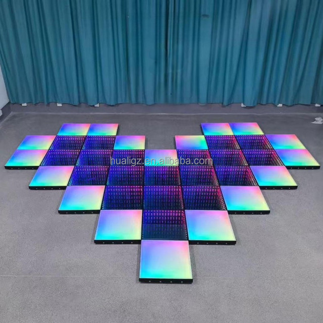 50CM 3D Mirror Wireless Magnet LED Interactive Portable Dance Floor APP Control 7-Color for Wedding Disco Party 15W RGBW