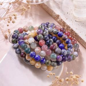 Bracelet de perles rondes en cristal naturel de 8 mm, bracelet de perles en pierres précieuses mélangées, bracelet extensible élastique pour femmes, bijoux en cristal de guérison, vente en gros - Product Image 5