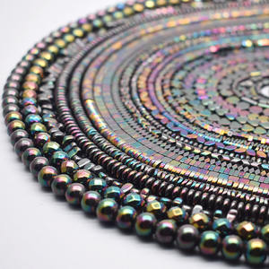 اللون بندقية الأسود الحجر الطبيعي الهيماتيت الخرز الخماسية نجمة القلب مربع جولة القرص فضفاض خزر عازل لصنع المجوهرات DIY - Product Image 2