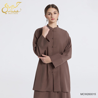 Ensemble coordonné islamique 2 pièces sur mesure OEM/ODM pour femmes musulmanes : Tunique à col mandarin et boutons grenouillère avec jupe longue maxi