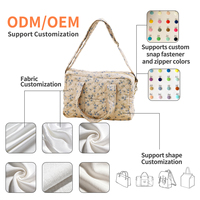 Sac à langer matelassé en polyester style coréen grande capacité avec bandoulière multifonction et attaches pour poussette
