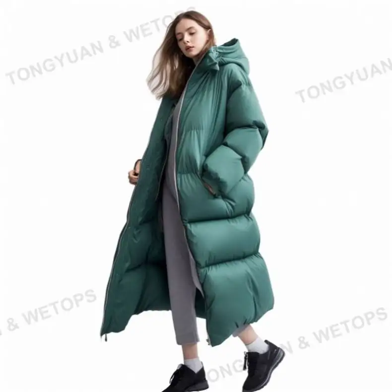 Plus Size Factory Custom Winter Tops Women Long Maxi Puffy Down Padded Coats Women Down Jacket Women