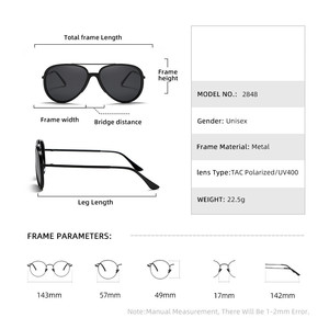 Lunettes de soleil polarisées de pilote rétro à grande monture en métal UV400 pour hommes et femmes, personnalisables avec logo - Product Image 5