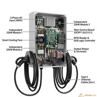 Nueva Estación de Carga Inteligente para Vehículos Eléctricos de 44kW CA, Doble Puerto de 22kW Tipo 2, OCPP 1.6J/2.0.1, RFID, Cargador Comercial para Vehículos Eléctricos