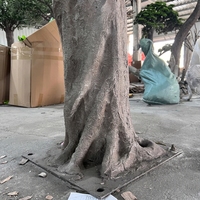 Arbre artificiel Ficus Banyan sur mesure de 3,8*3,5m, feuilles réalistes résistantes aux UV, tronc en fibre de verre pour la décoration paysagère