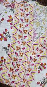 Classy Indian Wedding Look New Arrival Floral Print Anarkali Cotton Kurta Palazzo Set with Dupatta for Festive Wear - Product Image 3