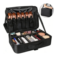 Trousse de transport professionnelle pour artistes, avec compartiments ajustables, pour maquillage, bijoux et accessoires numériques