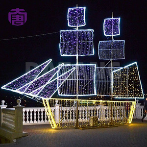 Luz LED con Motivo de Barco, Decoración Navideña Impermeable para Exteriores, Lámpara de Velero para Jardín, Iluminación Festiva - Product Image 6