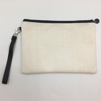 Étui à crayons en lin vierge OEM, fermeture éclair, pochette personnalisable avec logo, papeterie pour étudiants, rangement de maquillage, vente en gros