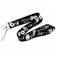 En gros, Lanière courte pour porte-clés en satin et nylon, imprimée avec logo personnalisé, avec clip de sécurité détachable