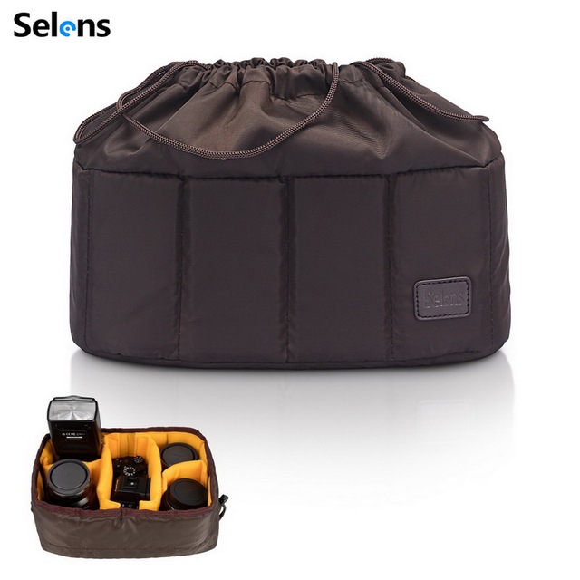 Selens Drawstring Camera Bag Insert Shockproof Divider Padded Camera Inner Bag Partition Storage Case for Backpack Lens Flash