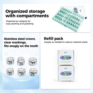 Couronnes dentaires préformées pour dents de lait, kit de couronnes métalliques pédiatriques, restauration des molaires du bébé, acier inoxydable, fournitures cliniques - Product Image 2