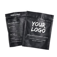 Sachet Doypack Noir Mat Personnalisé avec Fermeture Zip Refermable pour Emballage de Capsules Alimentaires de Qualité Alimentaire