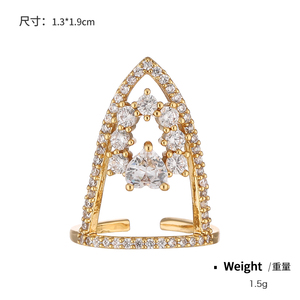 Новинка, Женское кольцо-ручка, регулируемое кольцо для ногтей с полностью алмазным наконечником, кольца с золотым покрытием и блестящим кубическим цирконием, кольцо в форме ногтя - Product Image 6