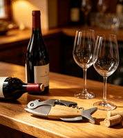 Ouvre-bouteille de vin portable pliable en forme de poisson WS101, vente en gros d'usine, logo personnalisé, tire-bouchon en bois
