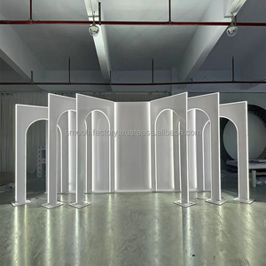 LEDA Large Wedding Hall Acrylic Backdrop Panel 3D White <b>Hinge</b> PVC Backdrop Arch with LED <b>Light</b> Strip - Product Image 4