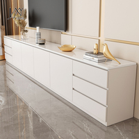 Meuble TV sur pied pour salon, style luxueux, plateau en marbre, ensemble de salon, meuble TV et table basse avec accents en bois gris