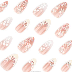 <span class=keywords><strong>Uñas</strong></span> Acrílicas 3D Blancas Frescas con <span class=keywords><strong>Diseño</strong></span> Floral, <span class=keywords><strong>Uñas</strong></span> Postizas a Presión, Puntas de <span class=keywords><strong>Uñas</strong></span> Falsas - Product Image 4