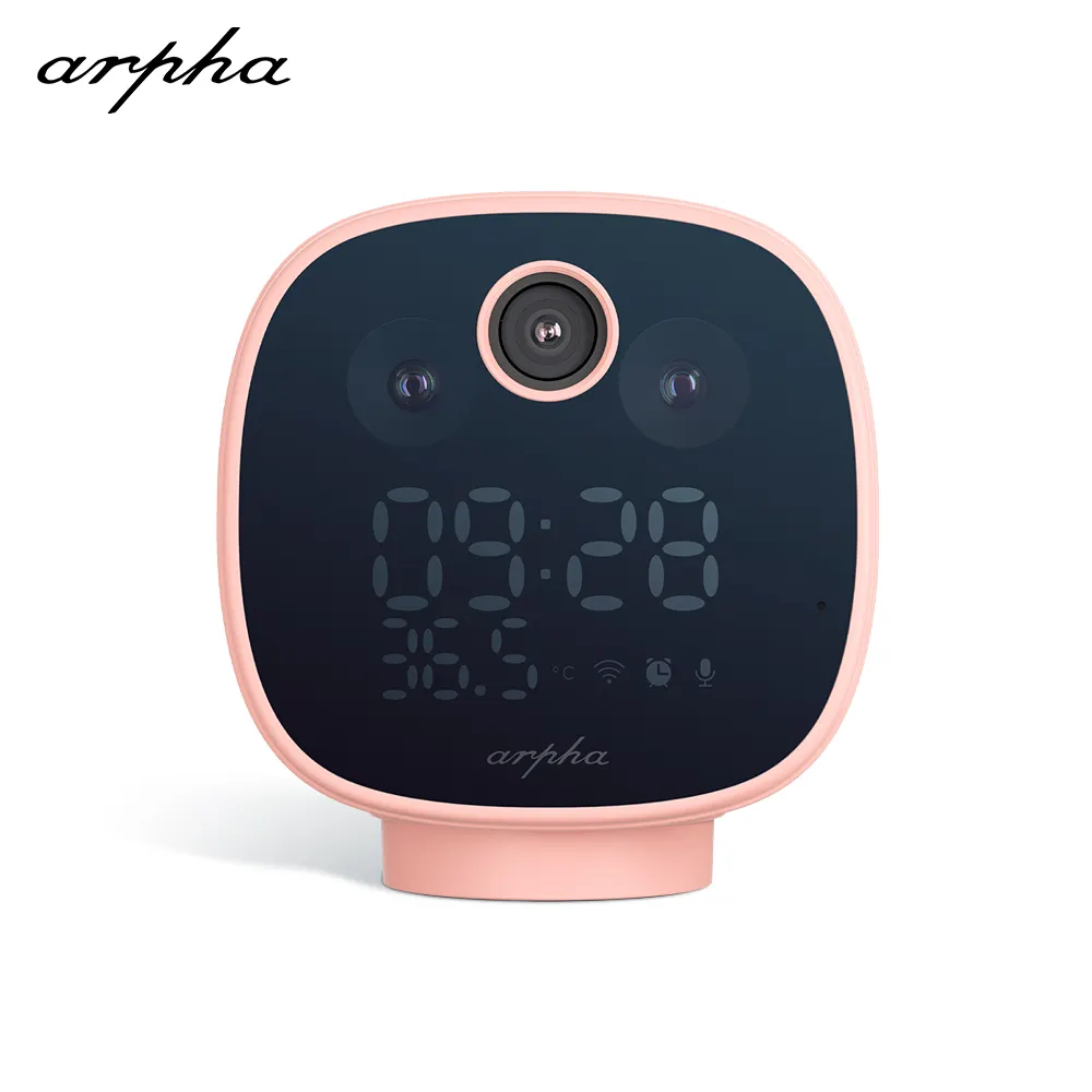 Arpha B01 Detección de movimiento para niños para dormir profundo Volumen ajustable Temporizador de sueño regulable Despertador de cámara con lente de luz Reloj despertador