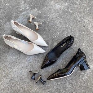 Chaussures de travail détachables de Style coréen 2025 nouveau noir professionnel entretien vêtements de travail <span class=keywords><strong>bloc</strong></span> <span class=keywords><strong>talon</strong></span> <span class=keywords><strong>talon</strong></span> épais talons hauts - Product Image 1