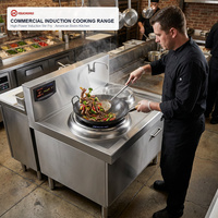 Équipement de cuisine commerciale, cuisinière à induction 15 kW, plaque à wok en acier inoxydable, cuisinière électrique de restaurant avec pot à soupe