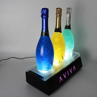 Présentoirs à vin en or 23 carats avec LED, glorificateur de bouteilles, support LED à base carrée