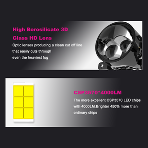 32W 3200LM thủy tinh borosilicate 3 inch máy chiếu xe phía trước Bumper lưới tản nhiệt H8 Bi Mini LED sương mù/Đèn lái xe với khung - Product Image 2