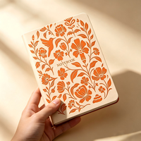 Carnet à couverture rigide personnalisé, motif floral colibri orange en relief, journal d'écriture relié, cadeau, agenda