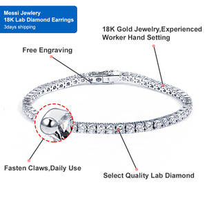 10K <span class=keywords><strong>18K</strong></span>ゴールドジュエリー 2mm-4mmストーンサイズ ラボグロウンダイヤモンド テニスチェーン HPHTラボグロウンブレスレット - Product Image 1