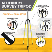 CHANDA 2M Trépied robuste en aluminium avec perche à prisme pour antenne répétiteur et capteur RTK à fixation universelle compatible, verrouillage rapide